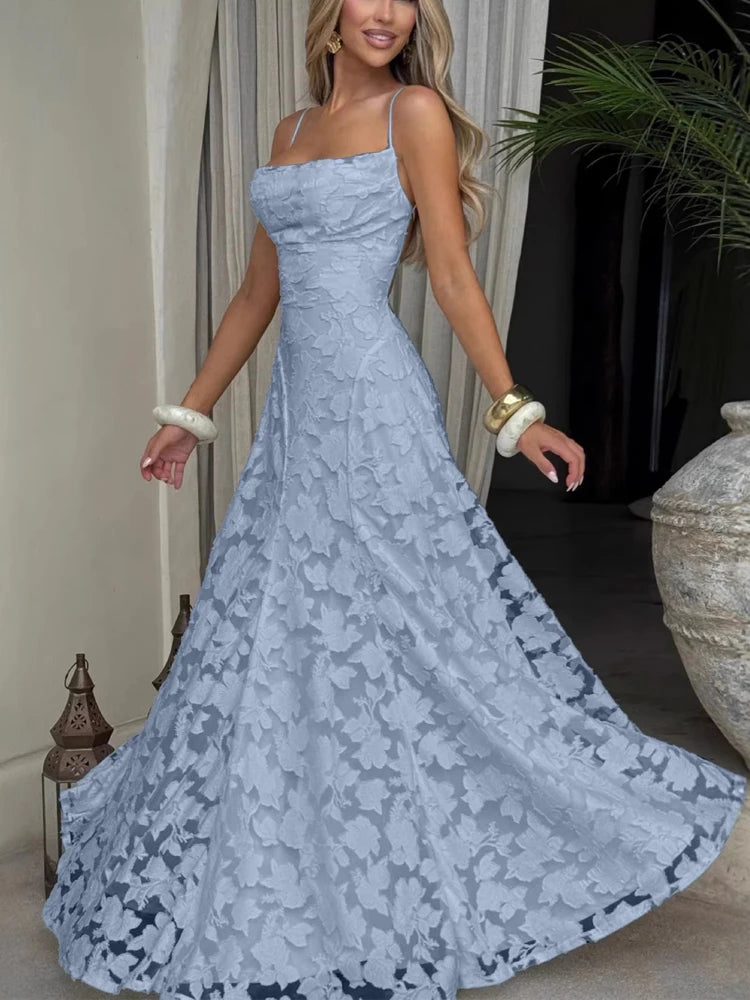Floral Embroidery Maxi Dress