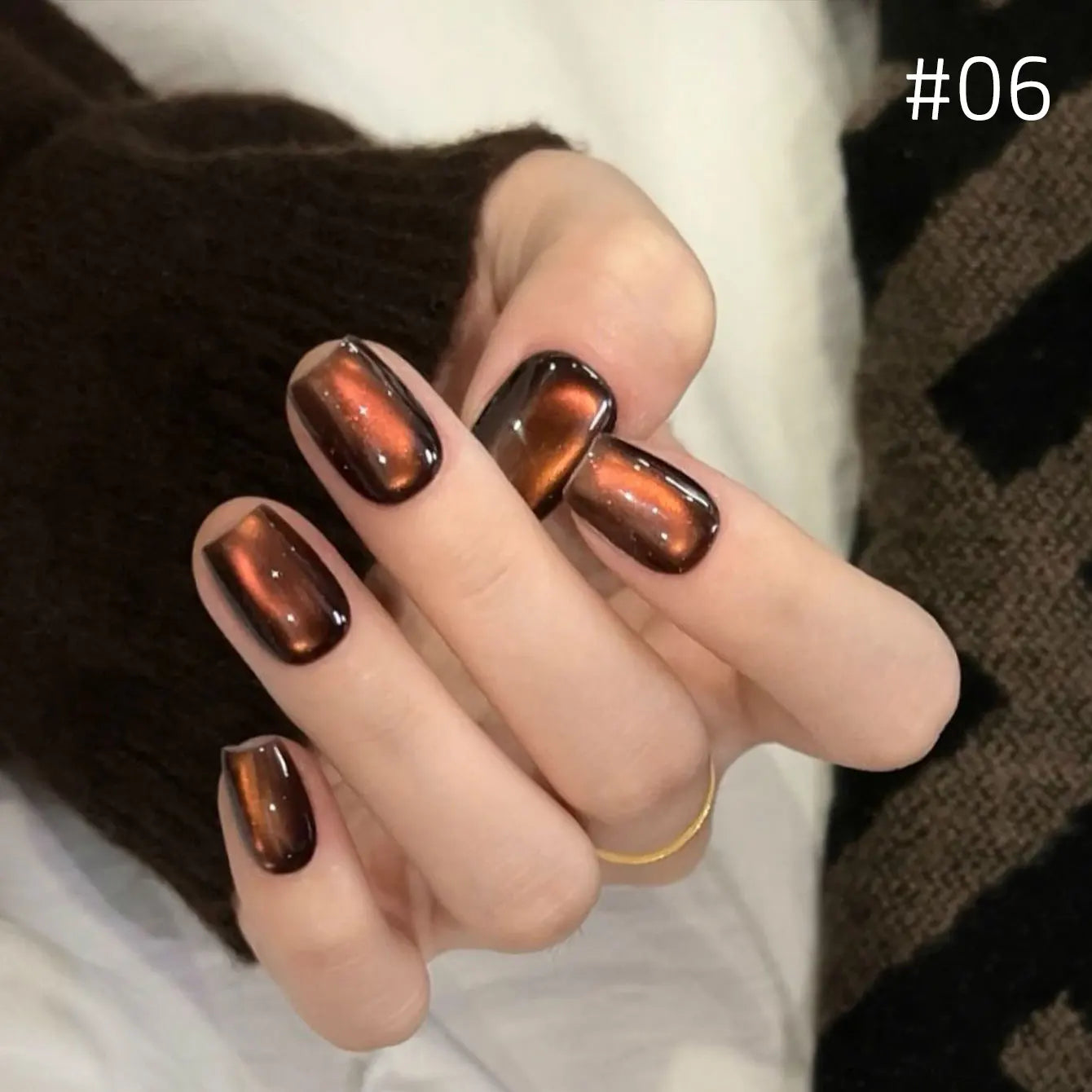 12ml 1-21pcs Brown Gold Cat Eye Gel Nail Polish