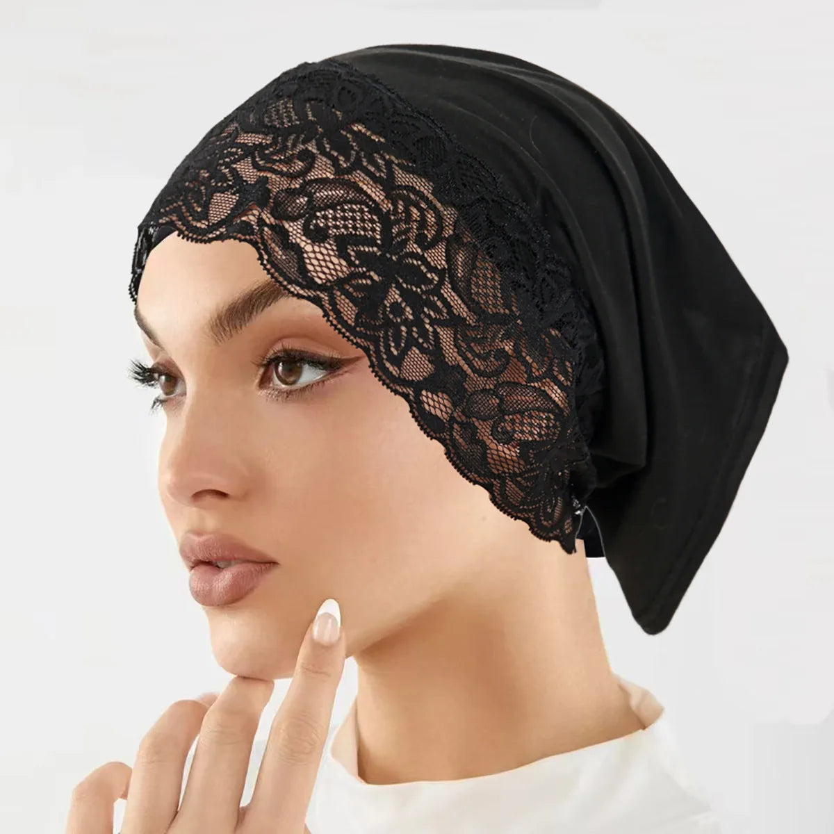 2026 New Inner Hijab Undercap With Lace Muslim Turban Islam Underscarf Hijab Bonnet Soft Stretch HIjabs Tube Cap Turbante