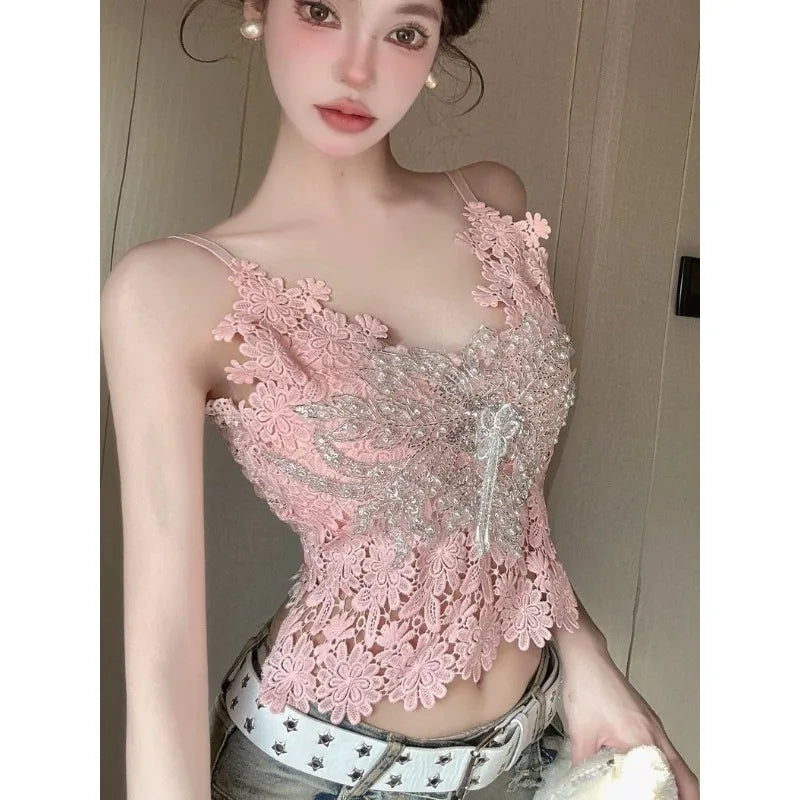 Floral Lace Corset-Style Cami