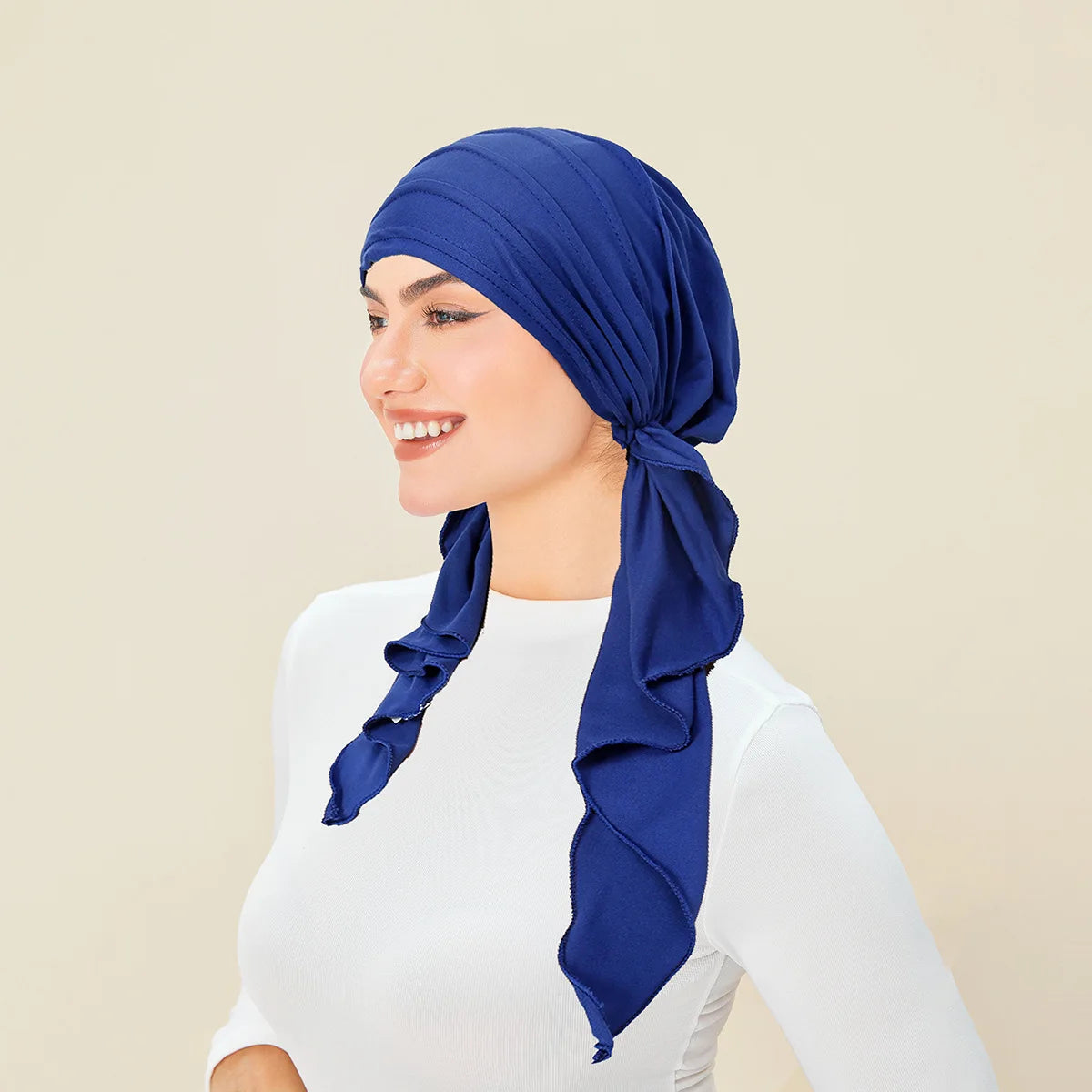 Shiny Glitter Elastic Solid Color Pre-Tied Hijabs Wrap Head Scarf Muslim Turban Bonnet for Women Inner Hat Turbantes Caps Mujer