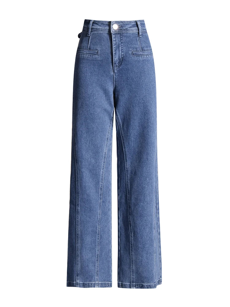 TWOTWINSTYLE Solid Designer Patchwork Bowknot Denim Pant