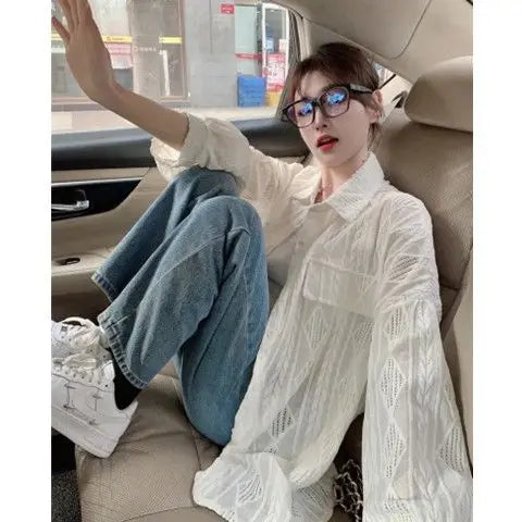 Hollow Out Solid Thin Shirt