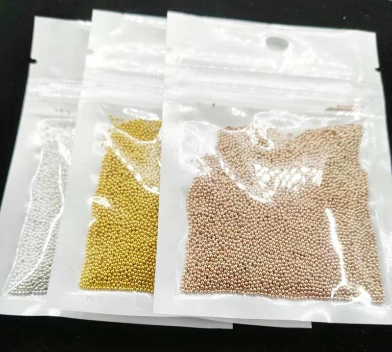 Gold/Silver Stainless Steel Nail Art Beads 3D Mini Alloy Caviar Ball Nail Charm Metal Micro Caviars DIY Nails Jewelry Accessorie