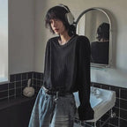Round Collar Solid Color Casual Tee