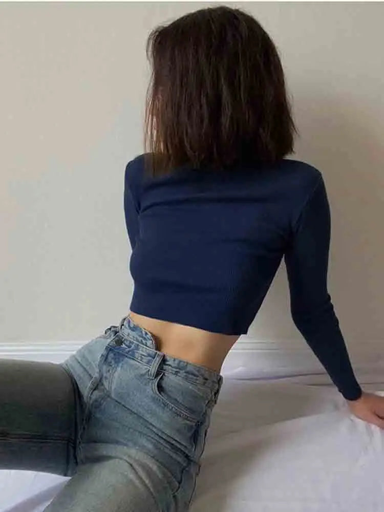 Solid Nude Turtleneck Cropped Tee