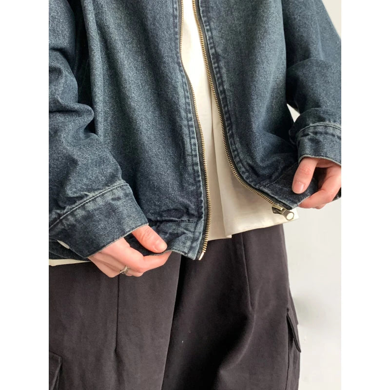 Denim Jackets+Big Pocket Wide Leg Cargo Pants Set