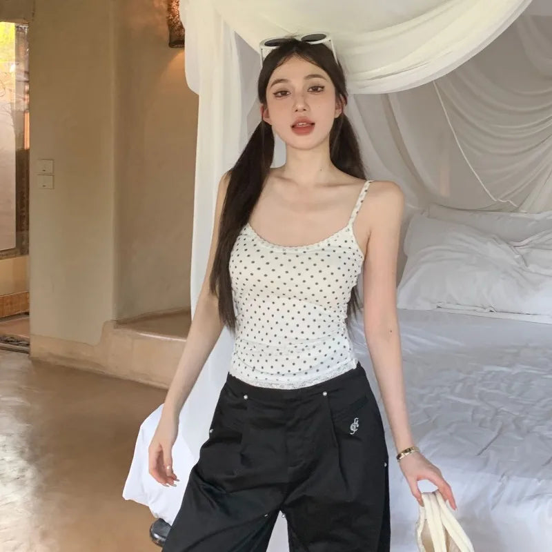 Dot Lace Patchwork Tank Top