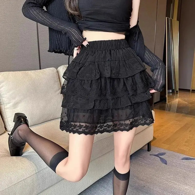 High-Waisted Fluffy A-Line Short Skirt