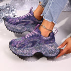 Crystal Lace-Up Platform Sneakers