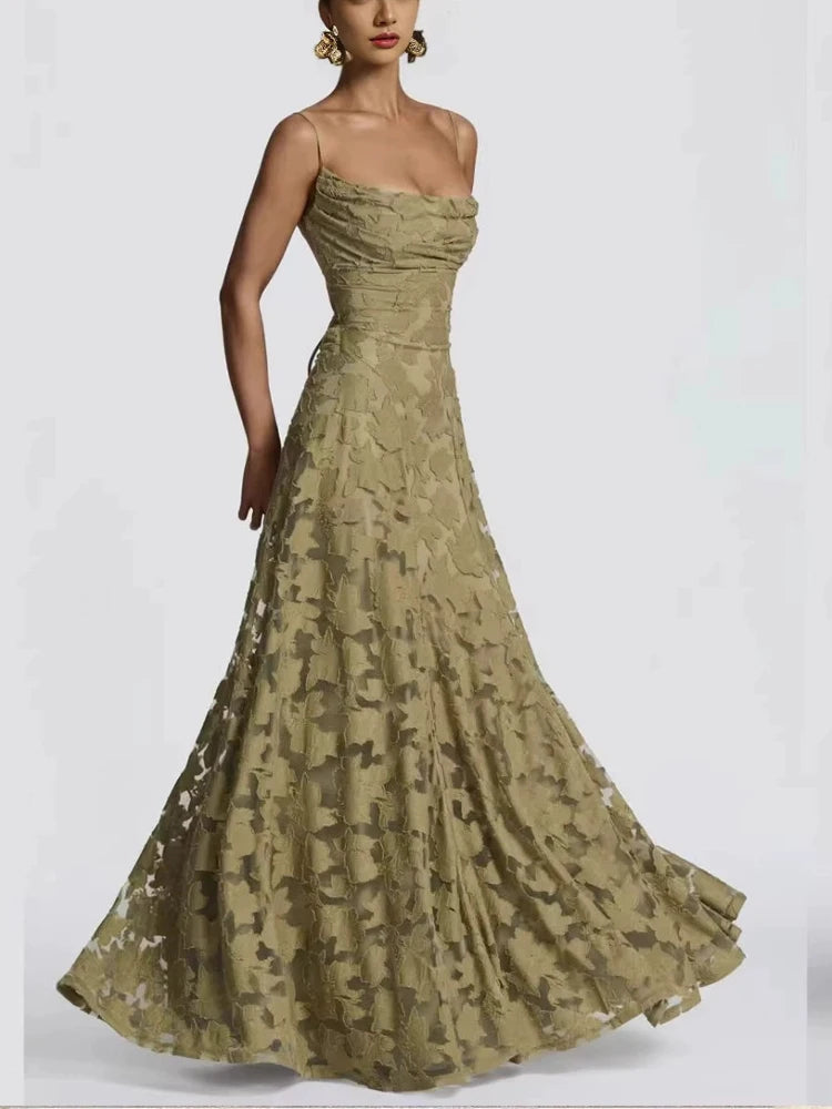 Floral Embroidery Maxi Dress