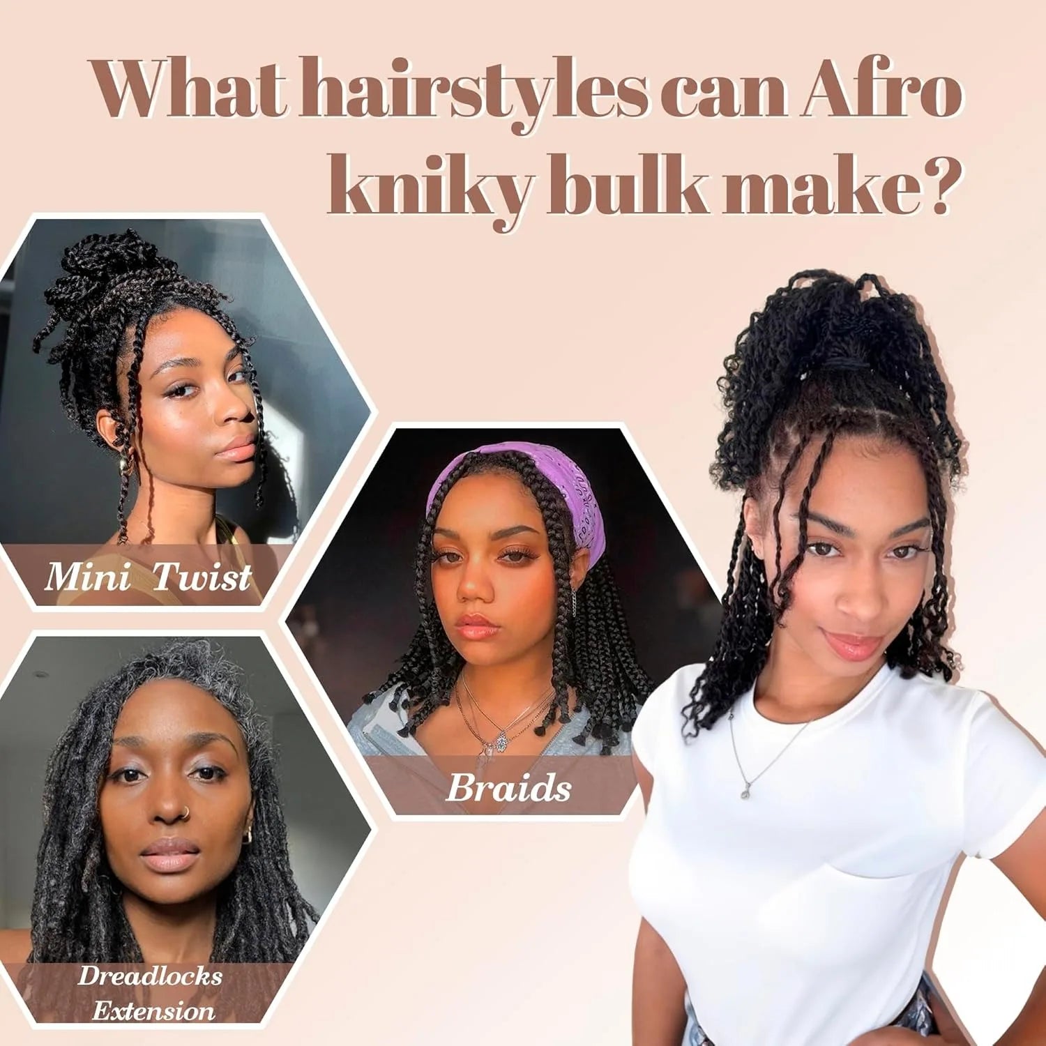 4C Afro Kinky Bulk Human Hair 50g/Pack