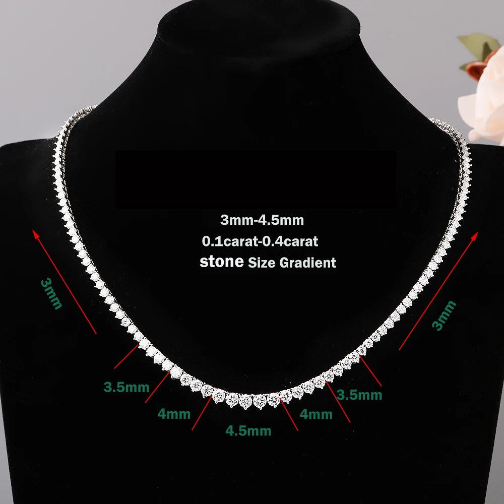3-Claw Setting Full Moissanite Tennis Necklace