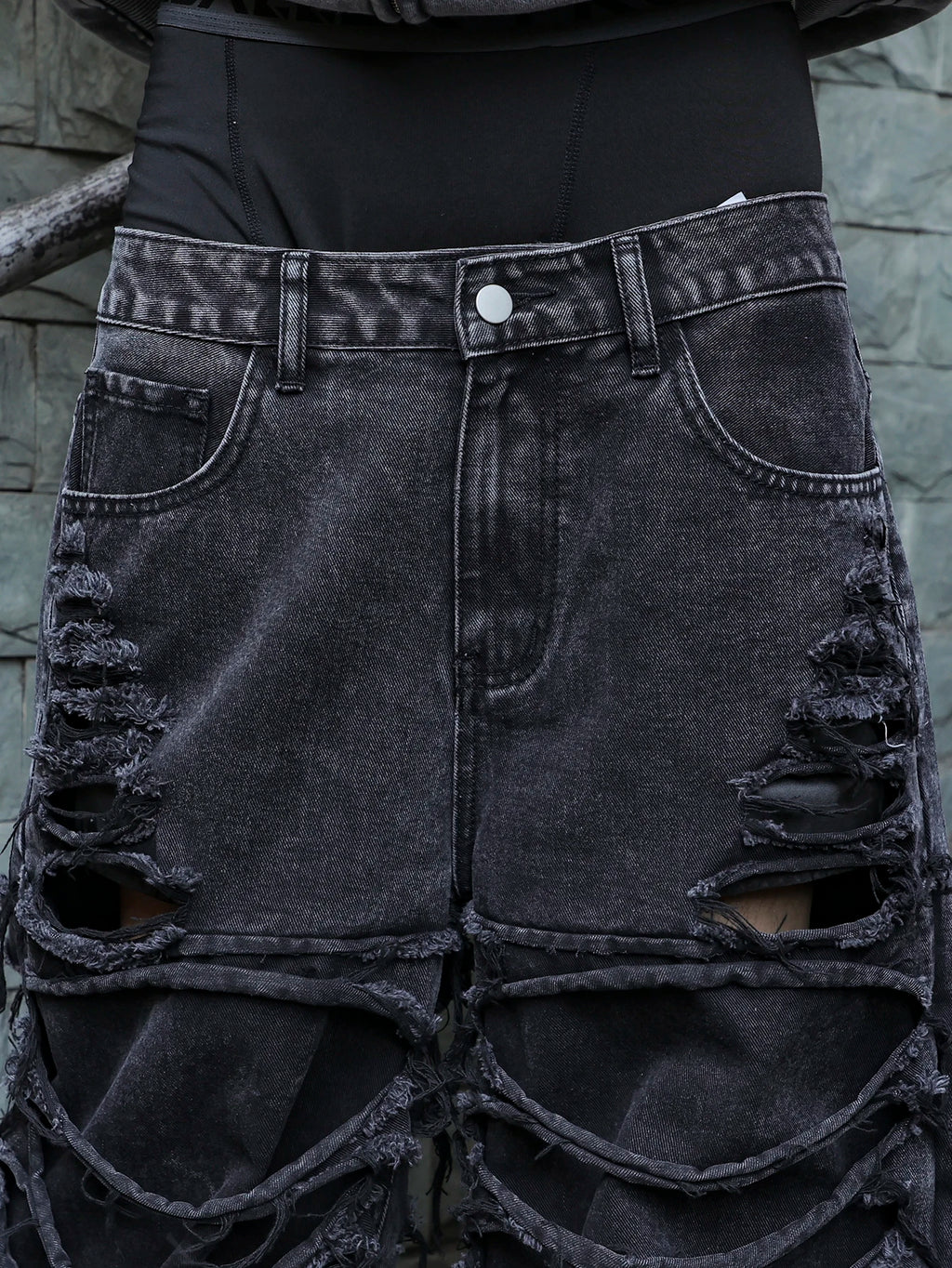 Distressed Black Jeans