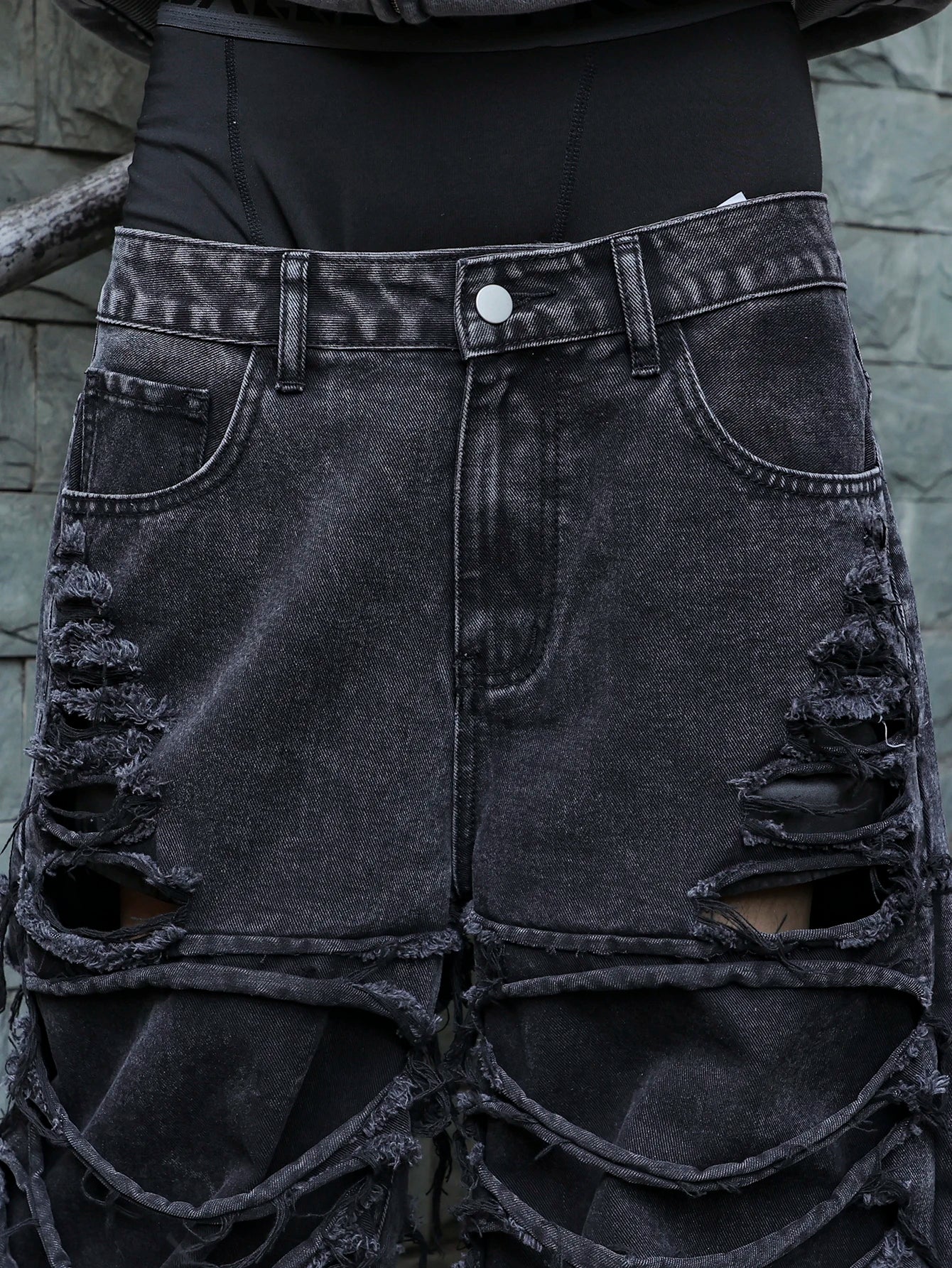 Distressed Black Jeans