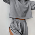 Knitting Stripes Pajamas Short Sleeve Shorts Set