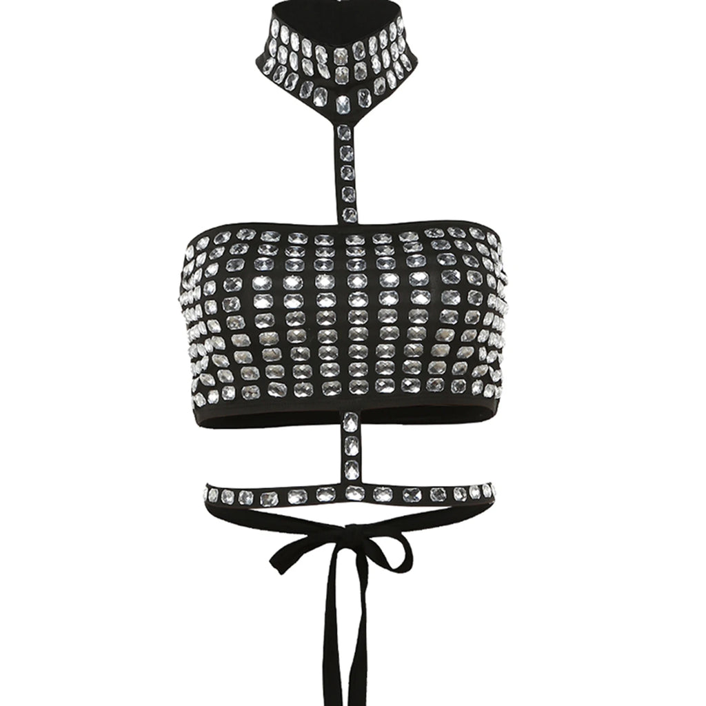 Crystal Embellished Choker Bustier
