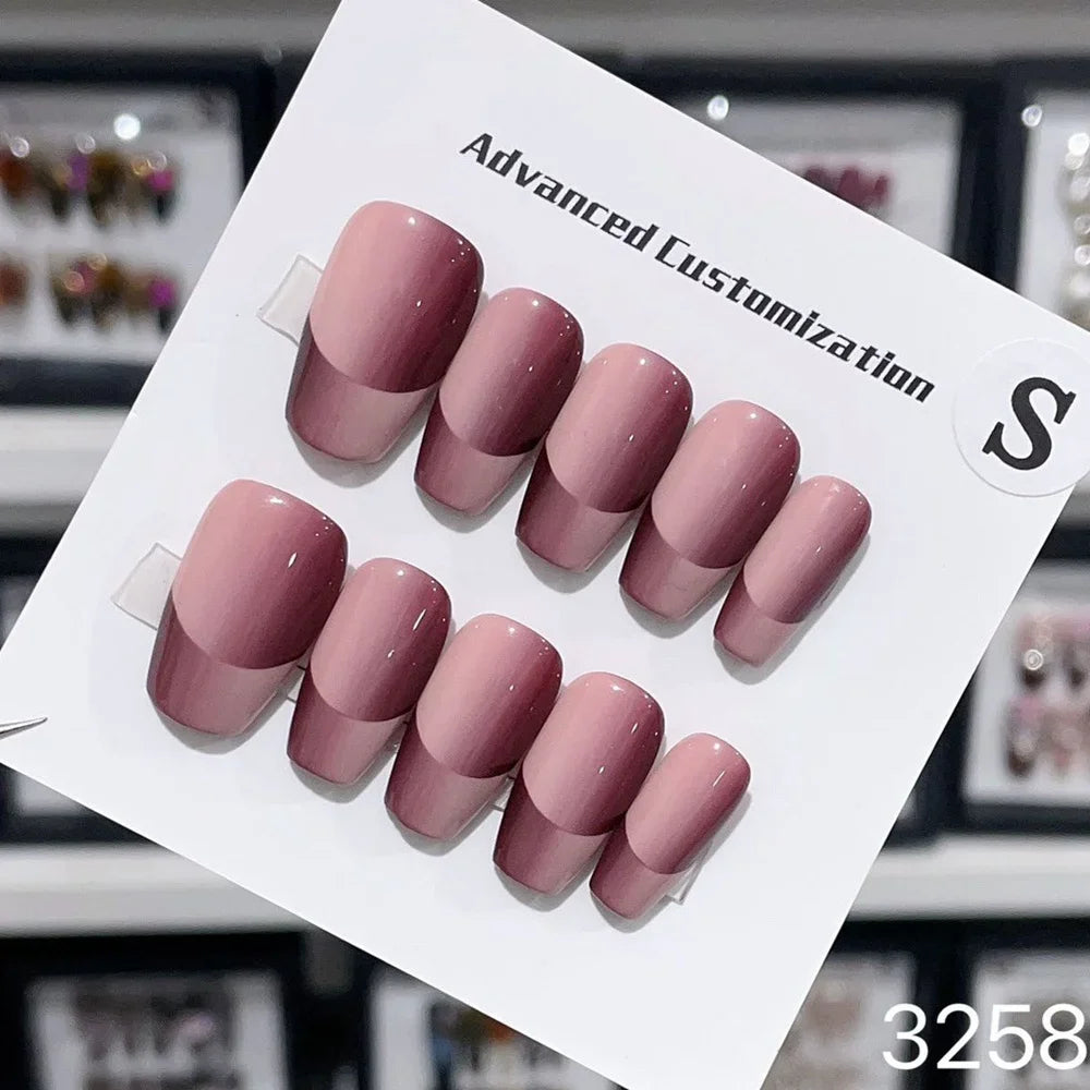 Medium-length Coffin Design Reusable Adhesive Fake Nails