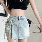 Bow Knot A-Line Denim Skirt