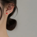 925 Sterling Silver Red Strawberry Earrings