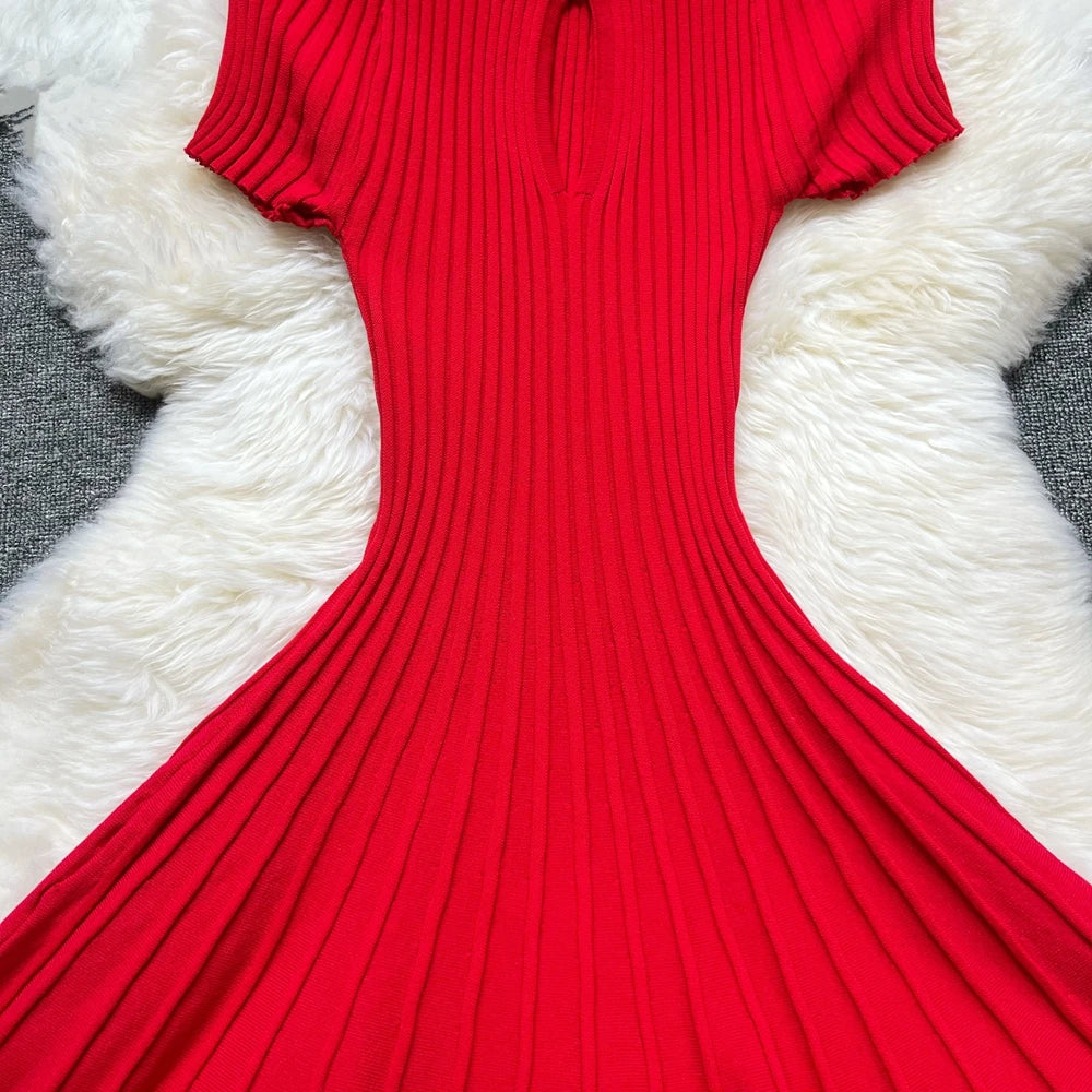 A-Line Knitted Short Dress