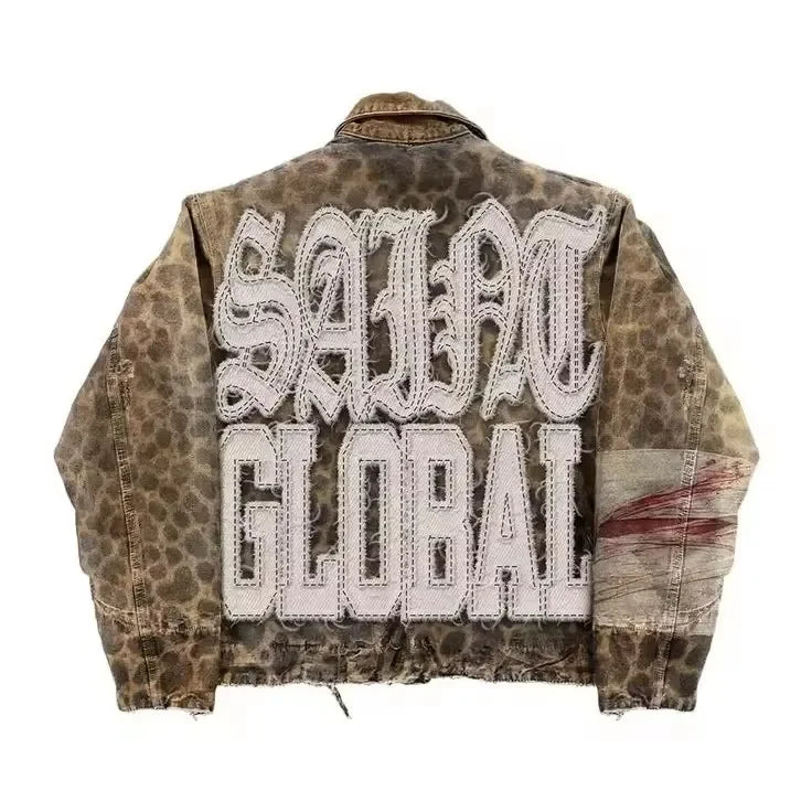 Camouflage Leopard  Jeans Jacket Two Piece Set