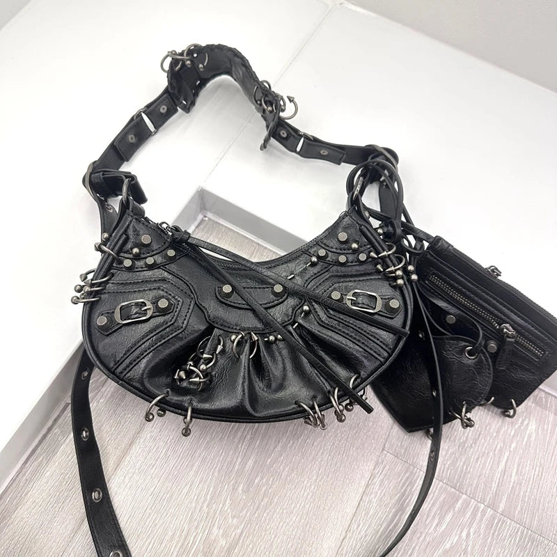 Cropped Studded Motorcycle Bag