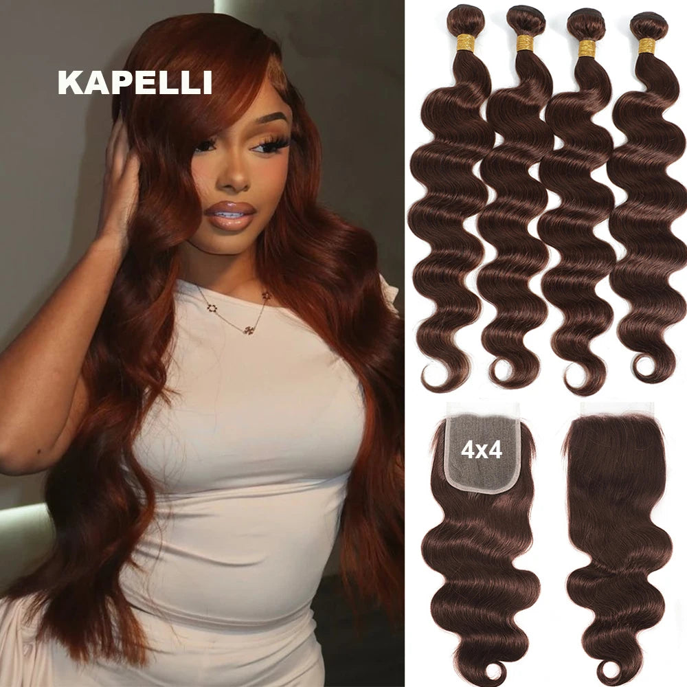 Human Hair Bundles with 4x4 Closure