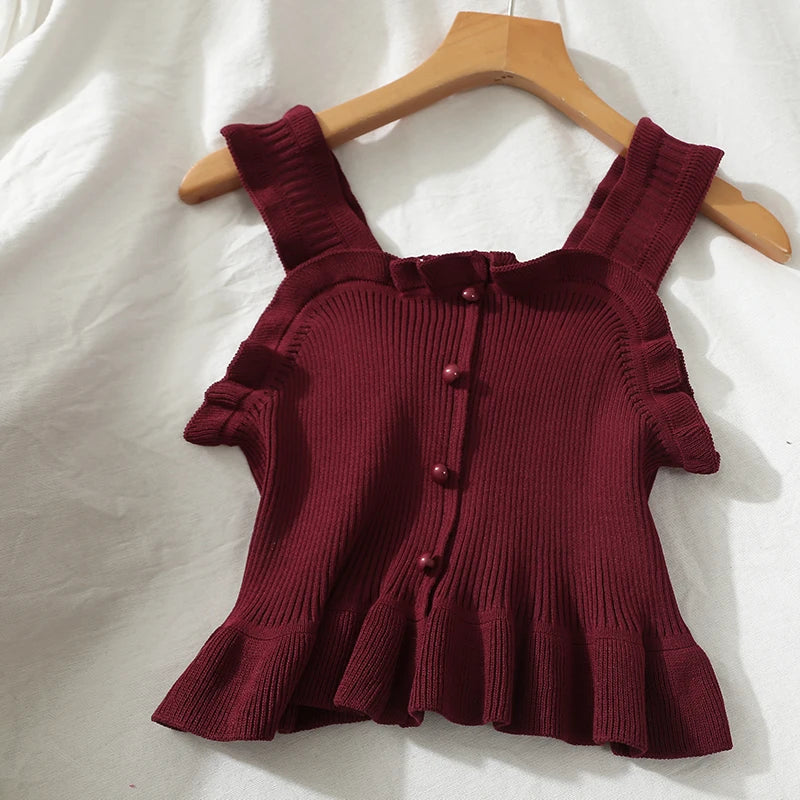 ITOOLIN Buttons Cropped T-Shirt