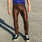 Elastic Low Waist PU Leather Pants