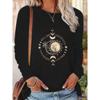 Sun Moon Stars Floral Design Tee