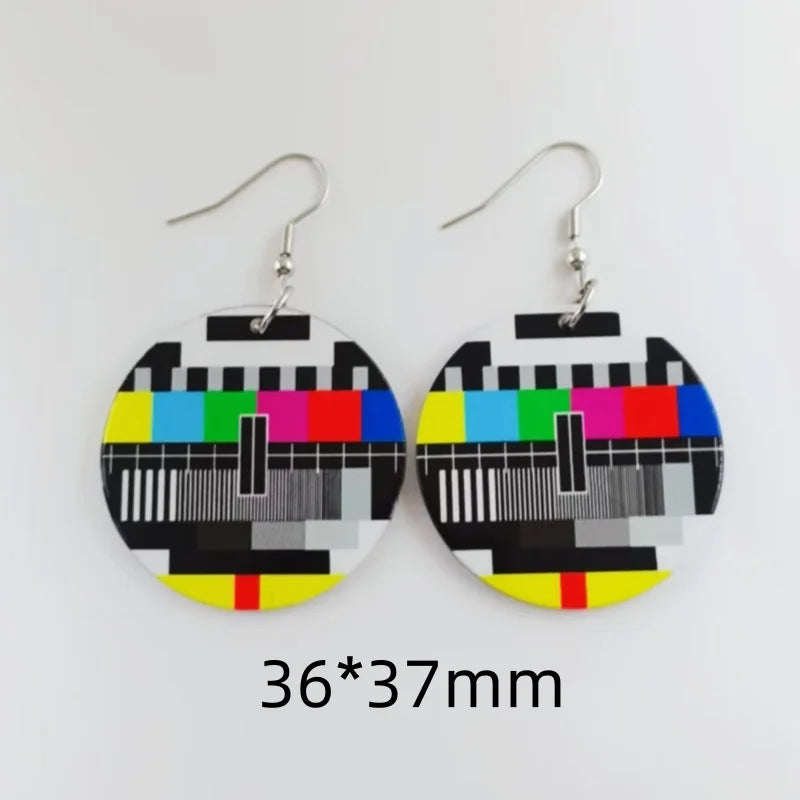 Acrylic Double-Sided No Signal TV Earrings