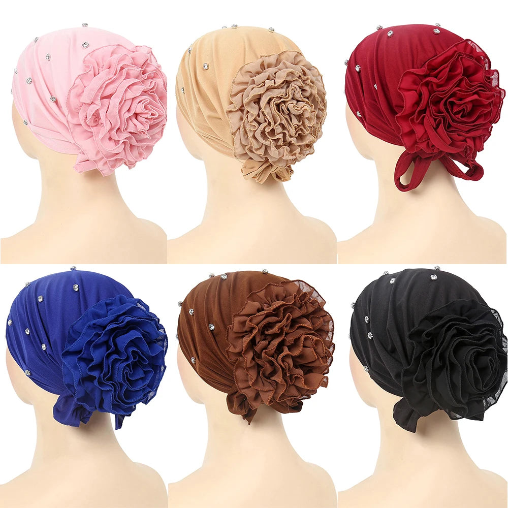 New Muslim Hijab Women Pre-Tied Inner Hijab Caps Soft Cotton Back Flower Muslim women hijab kebaya Islam Underscarf Hijabs femme