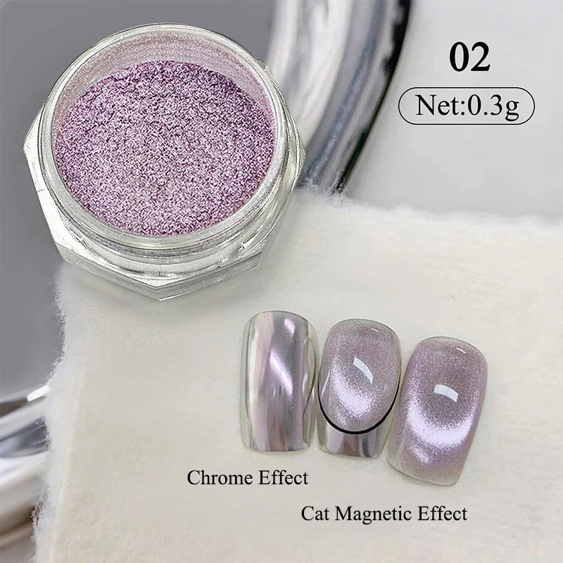 Water Light Purple Cat Magnetic Nail Powder Glitter Cat Magnet Effect Metallic Nail Pigment Dust Nail Art Supplies Decoration