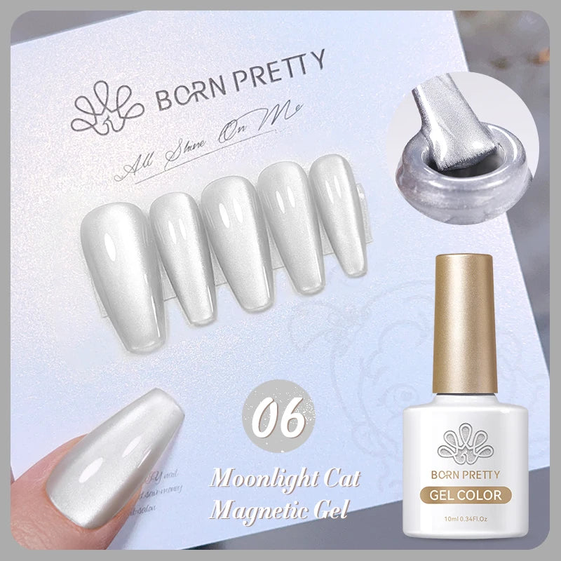 BORN PRETTY 10ml Water Light Cat Magnetic Gel Nail Polish Shining Super Sliver-light Holographics Soak Off UV Gel Varnish