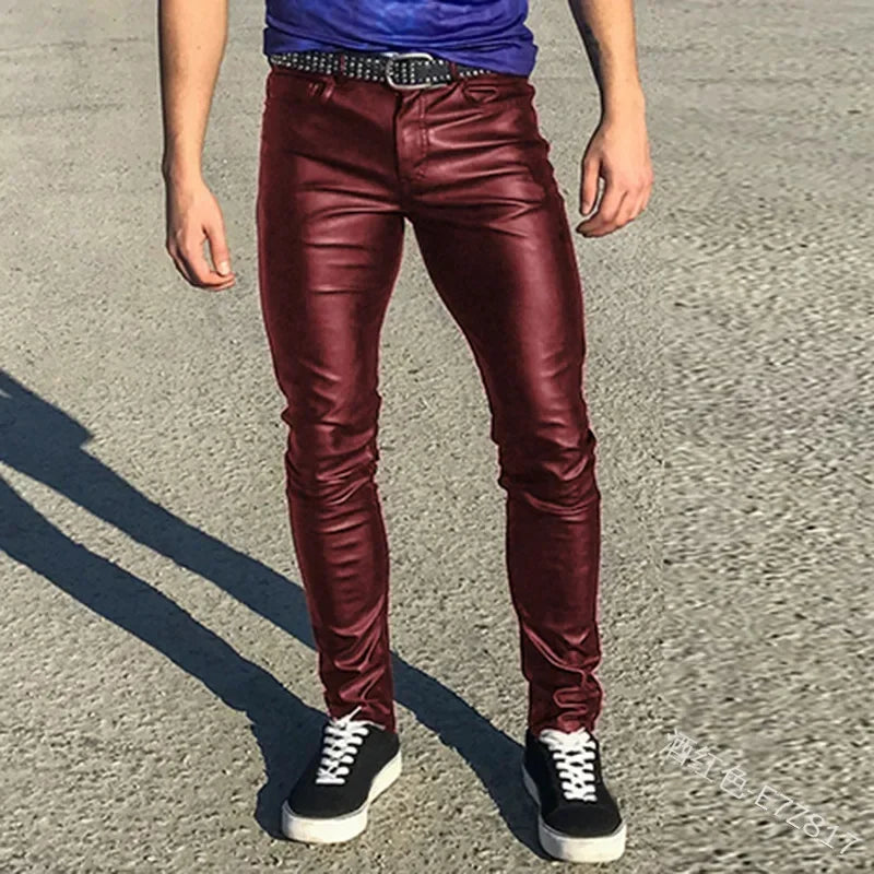 Elastic Low Waist PU Leather Pants