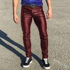 Elastic Low Waist PU Leather Pants