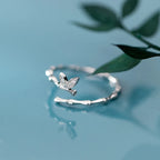 Sparking Zircon Butterfly Wings with Slub Ring