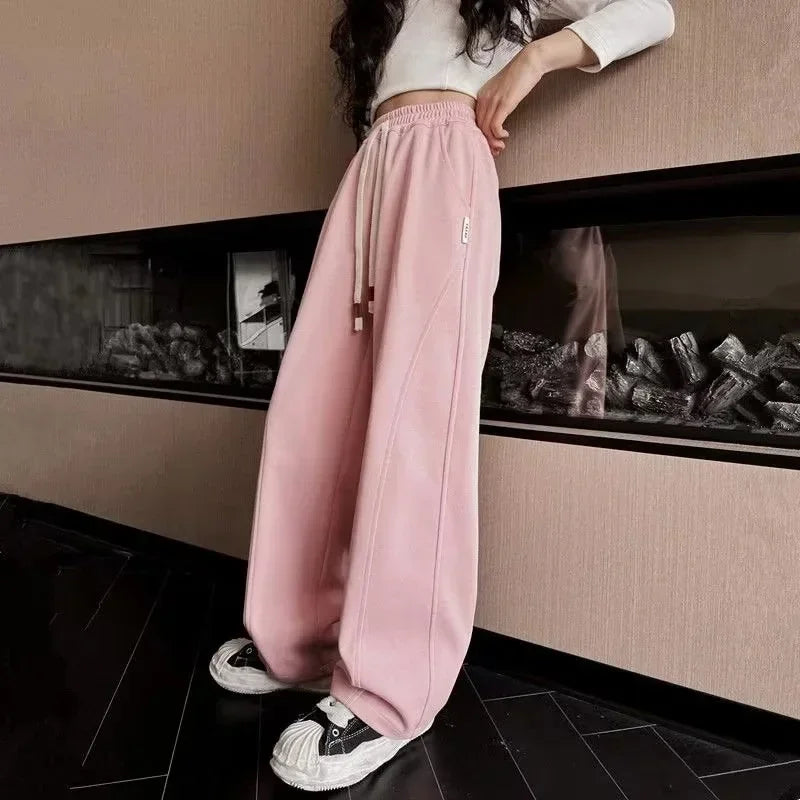 Side Striped Junior Girl Sports Pant Elastic Waist School Girl Straight Pant Dog Print Trouser