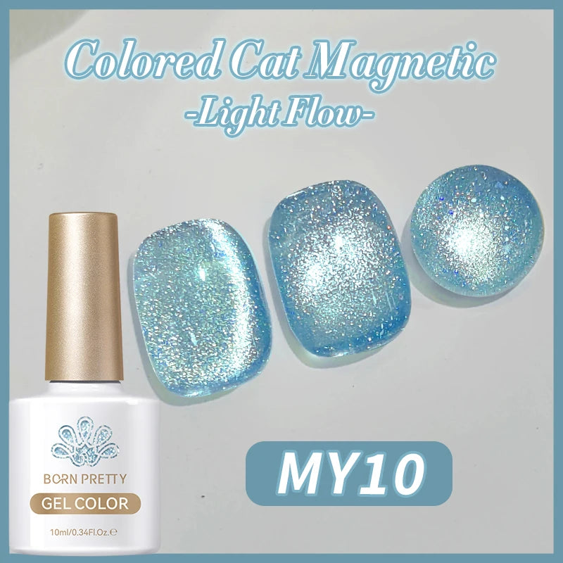 BORN PRETTY 10ml Water Light Cat Magnetic Gel Nail Polish Shining Super Sliver-light Holographics Soak Off UV Gel Varnish