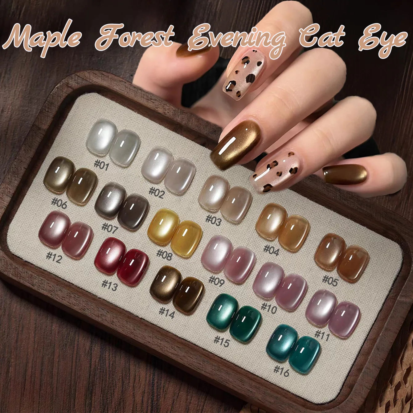 12ML 1-16PCS Beach Essentials Summer Nails Top Selling Fenglin Evening Moonlight Cat Eye Green Glass Bead Magnet Gel Nail Polish