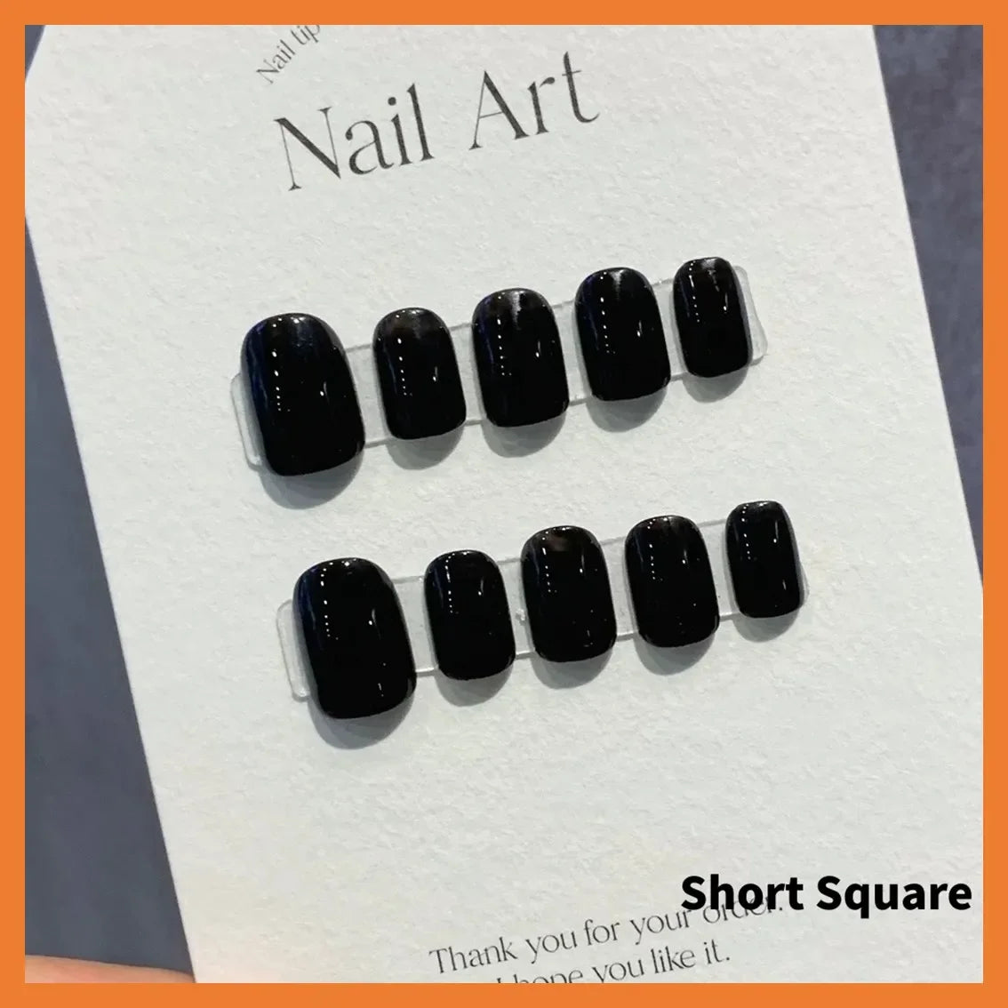 Short Black Simple Handmade Press on Nails