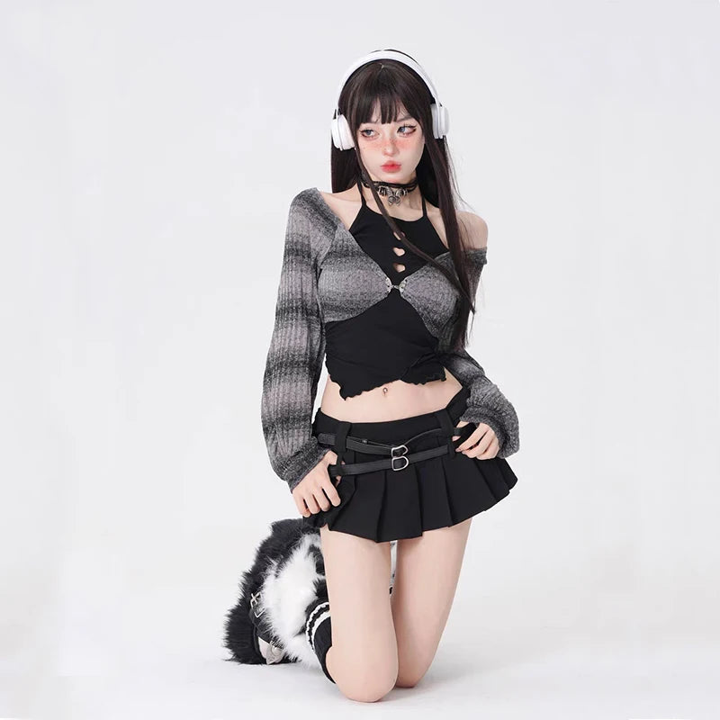 Crop Top + Short Skirt Set