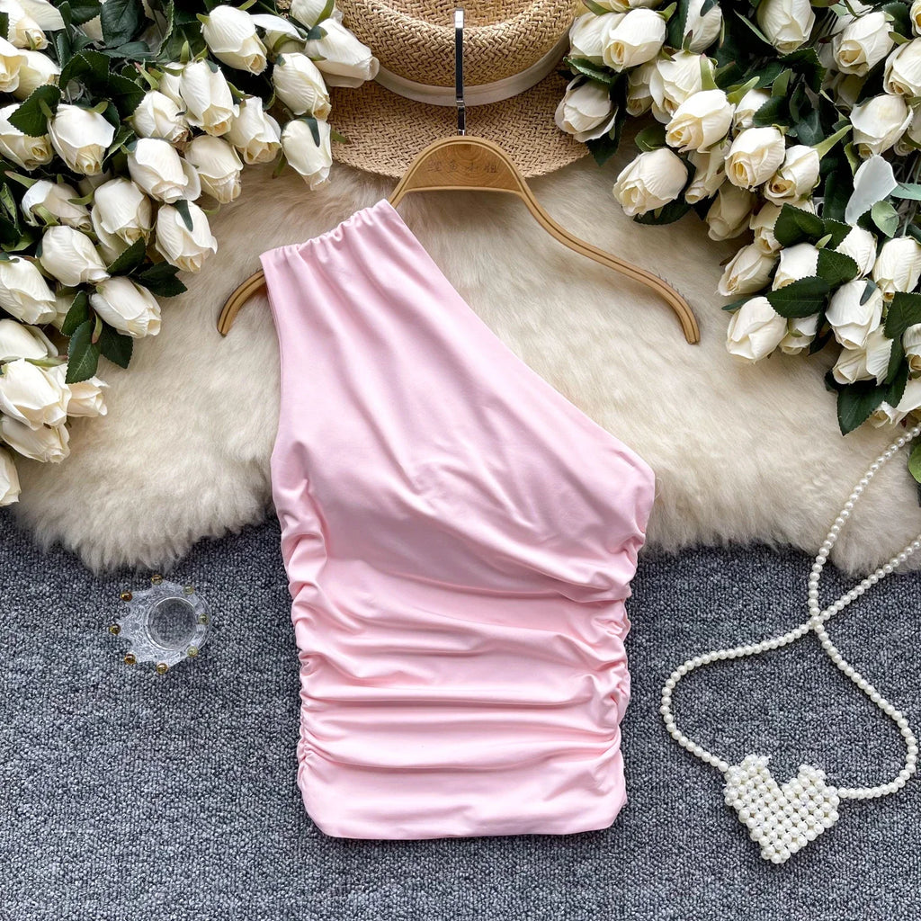Asymmetrical Pleated Tank Top