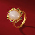 Hetian Jade Flower Ring