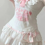 Wave Point Printing Mini Skirt