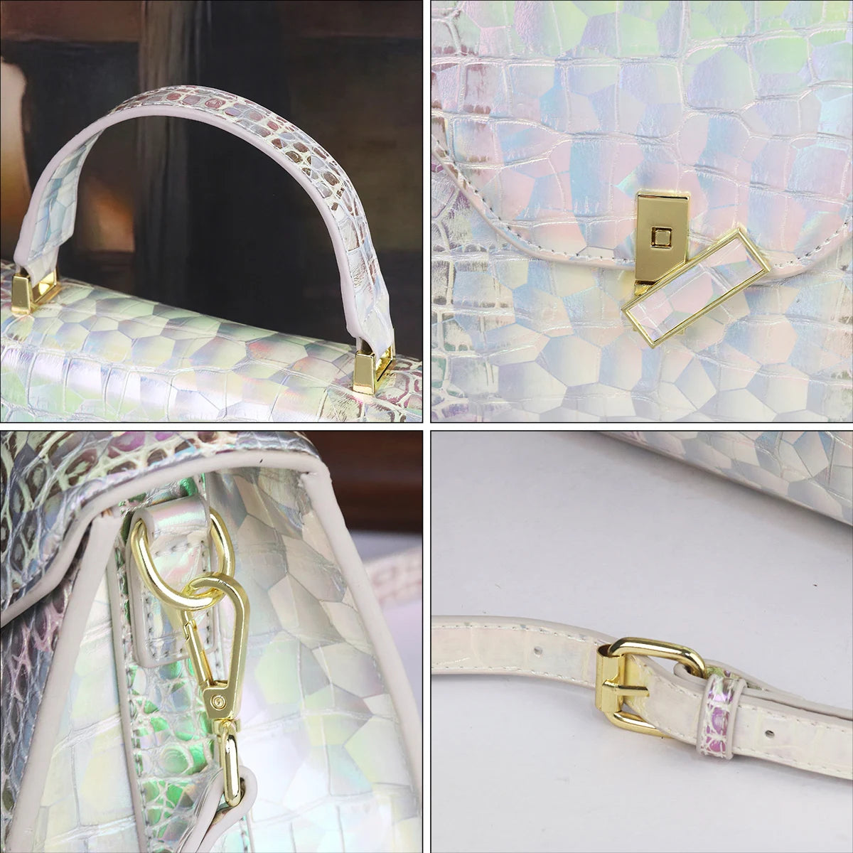 Crocodile Pattern Gradient Color Handbag