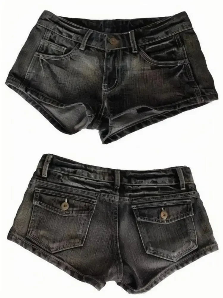 Washed Denim Shorts
