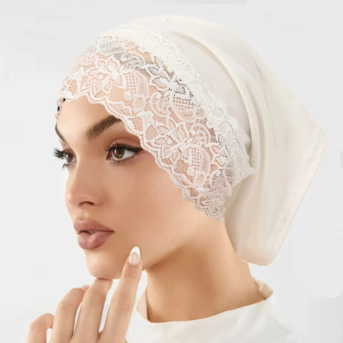 2026 New Inner Hijab Undercap With Lace Muslim Turban Islam Underscarf Hijab Bonnet Soft Stretch HIjabs Tube Cap Turbante