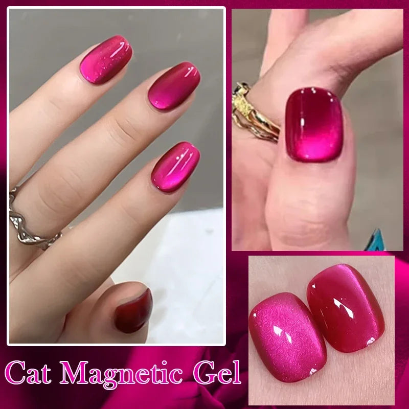 WS 1Pcs 10ML 2026 New Dragon Fruit Cat Eye Gel - Ultra-Bright Magnetic Polish with Diamond Sparkle Effect